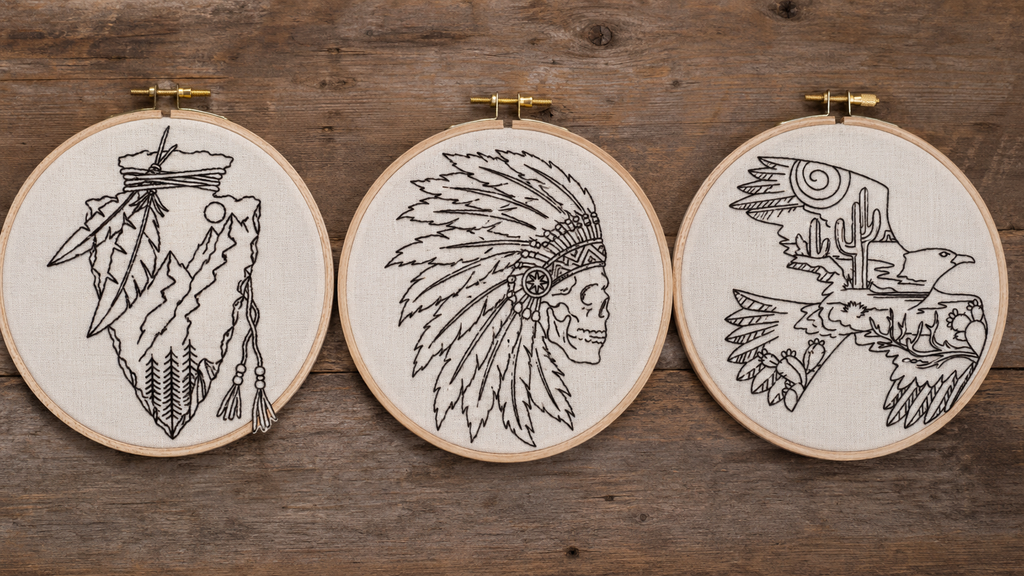 Western Hand Embroidery Patterns | Arrowhead, Skull, Eagle (3 PDF Designs)