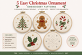 5 Christmas Ornament Embroidery Patterns | Beginner Holiday Hoop Designs (Digital Download)
