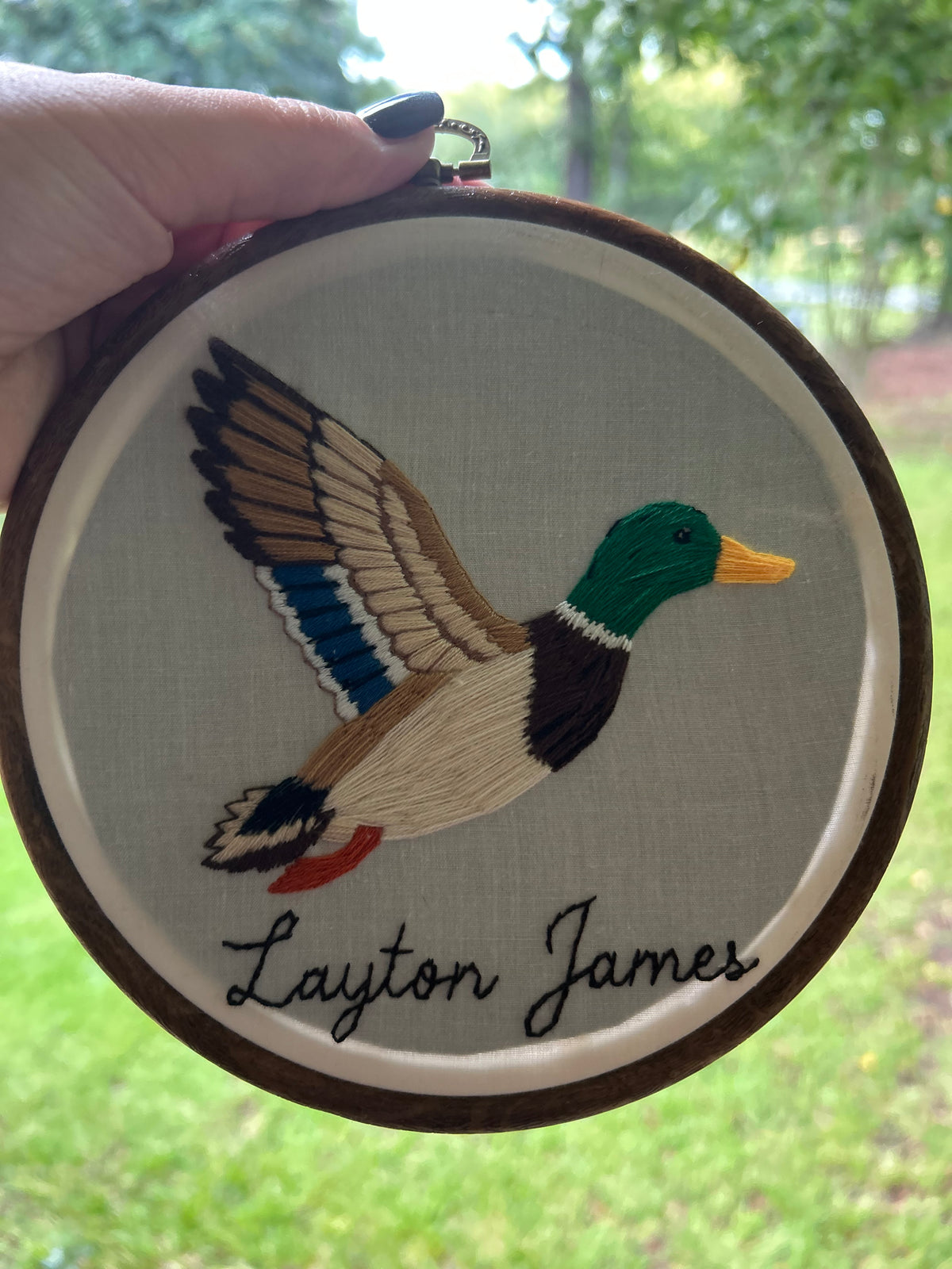 Hand Embroidered Mallard Hoop