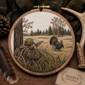 Turkey Hunting Scene Hand Embroidery Pattern PDF