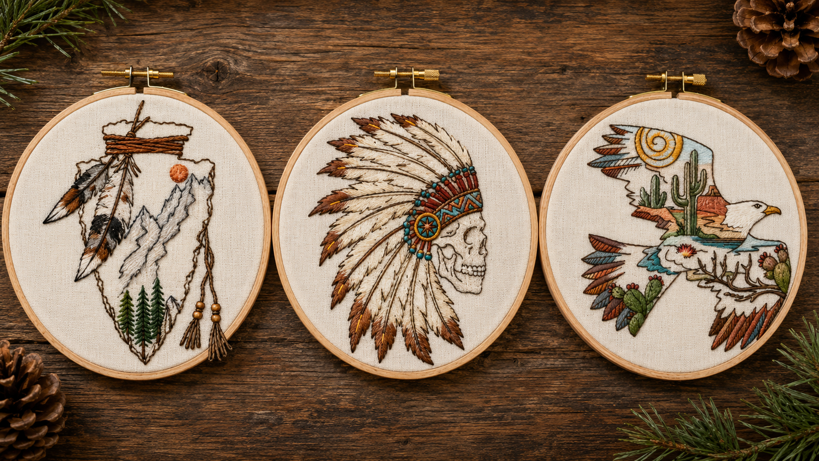 Western Hand Embroidery Patterns | Arrowhead, Skull, Eagle (3 PDF Designs)