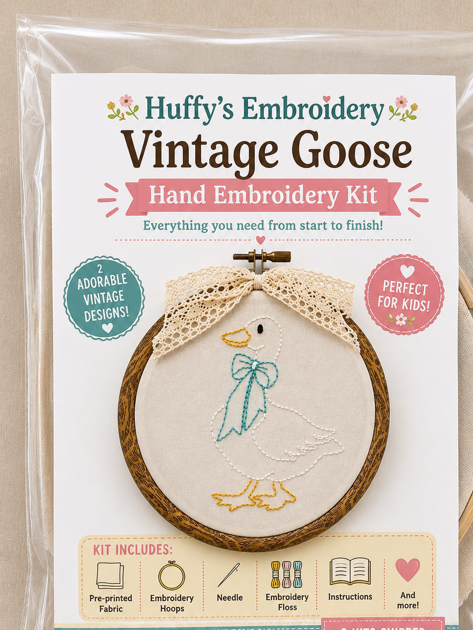 Vintage inspired goose embroidery kit