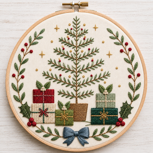 Christmas Tree Embroidery Pattern | Festive Holiday Hoop Art