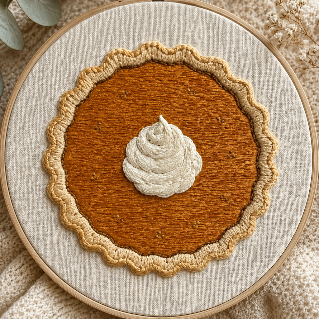 Pumpkin Pie Embroidery Pattern | Thanksgiving Fall Decor (PDF Download)