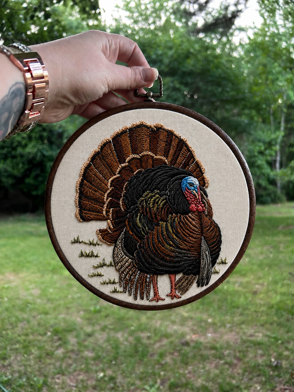 Realistic Wild Turkey Hand Embroidery Pattern | Printable Traceable Template
