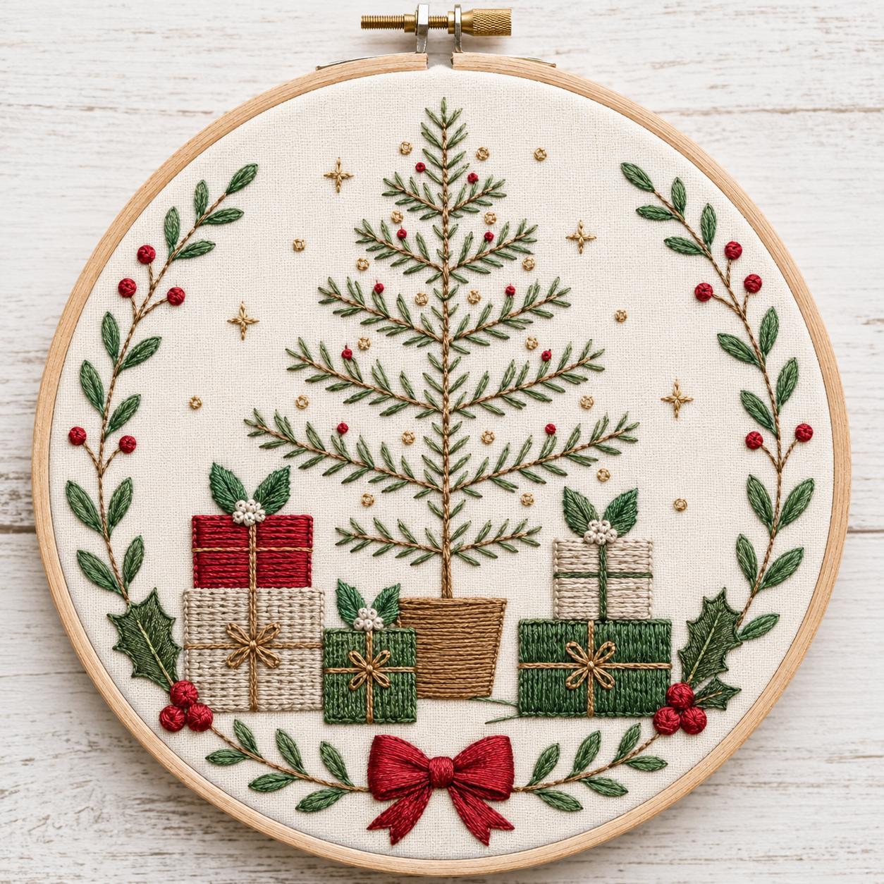 Christmas Tree Embroidery Pattern | Festive Holiday Hoop Art