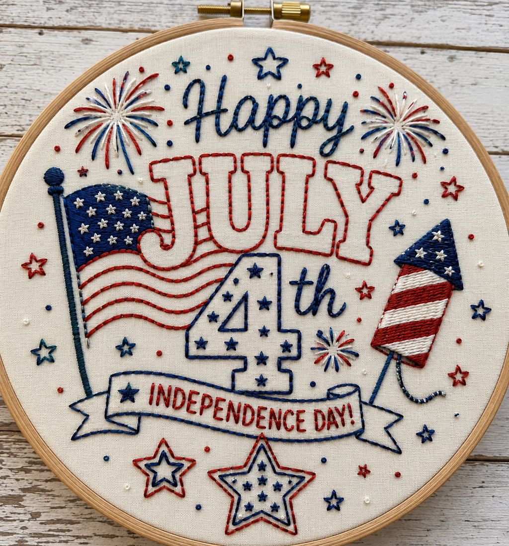 July 4th Hand Embroidery Pattern PDF