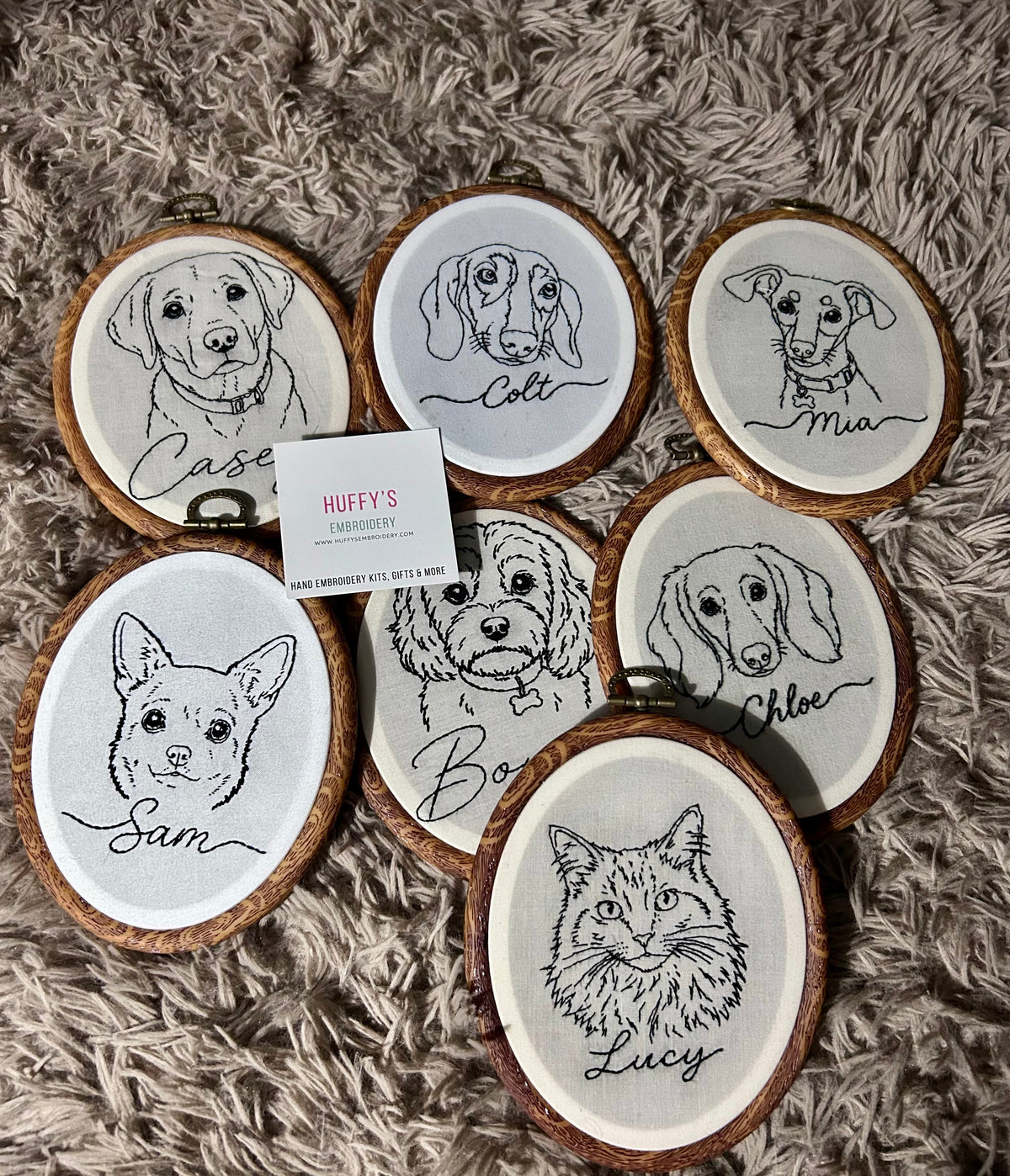 🐾 Custom Hand Embroidered Pet Portrait Hoop