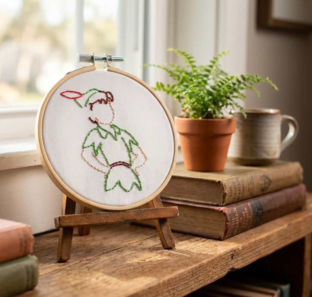 4” Princess Line Art Embroidery Hoop | Handmade Disney Inspired Embroidery | Minimalist Princess Wall Decor | Nursery Decor | Gift for Disney Fans