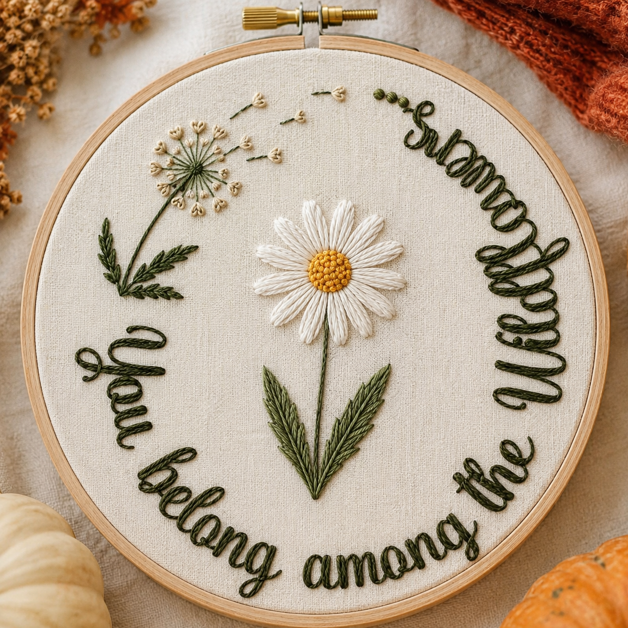 Wildflower Daisy Embroidery Pattern | Beginner Floral Hoop (PDF Download)