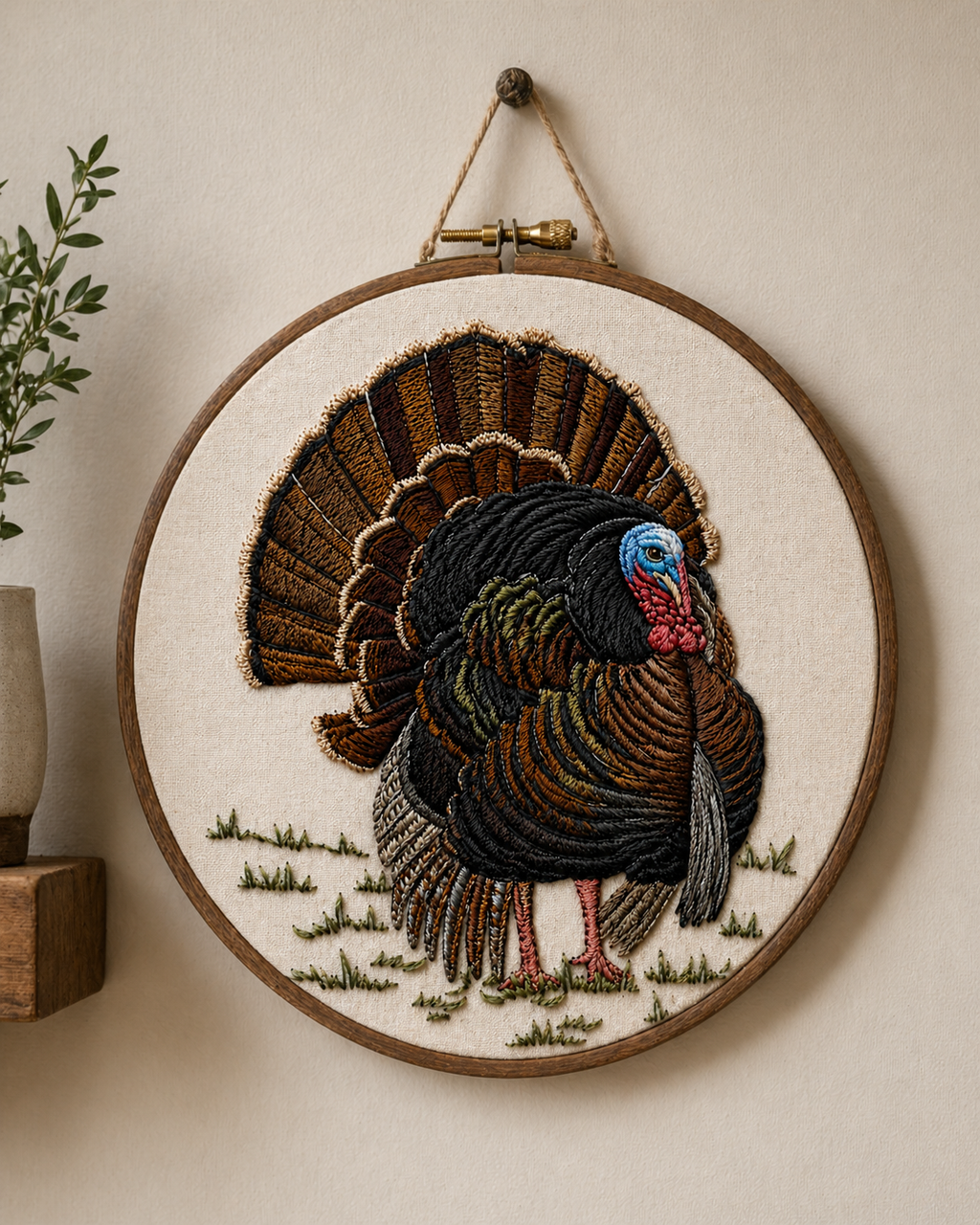 Realistic Wild Turkey Hand Embroidery Pattern | Printable Traceable Template