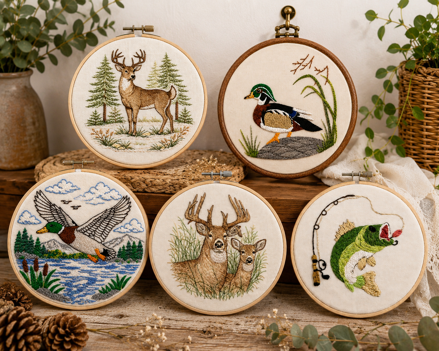 Ultimate Outdoors Hand Embroidery Kit Bundle – Set of 5 Complete Beginner-Friendly Embroidery Kits
