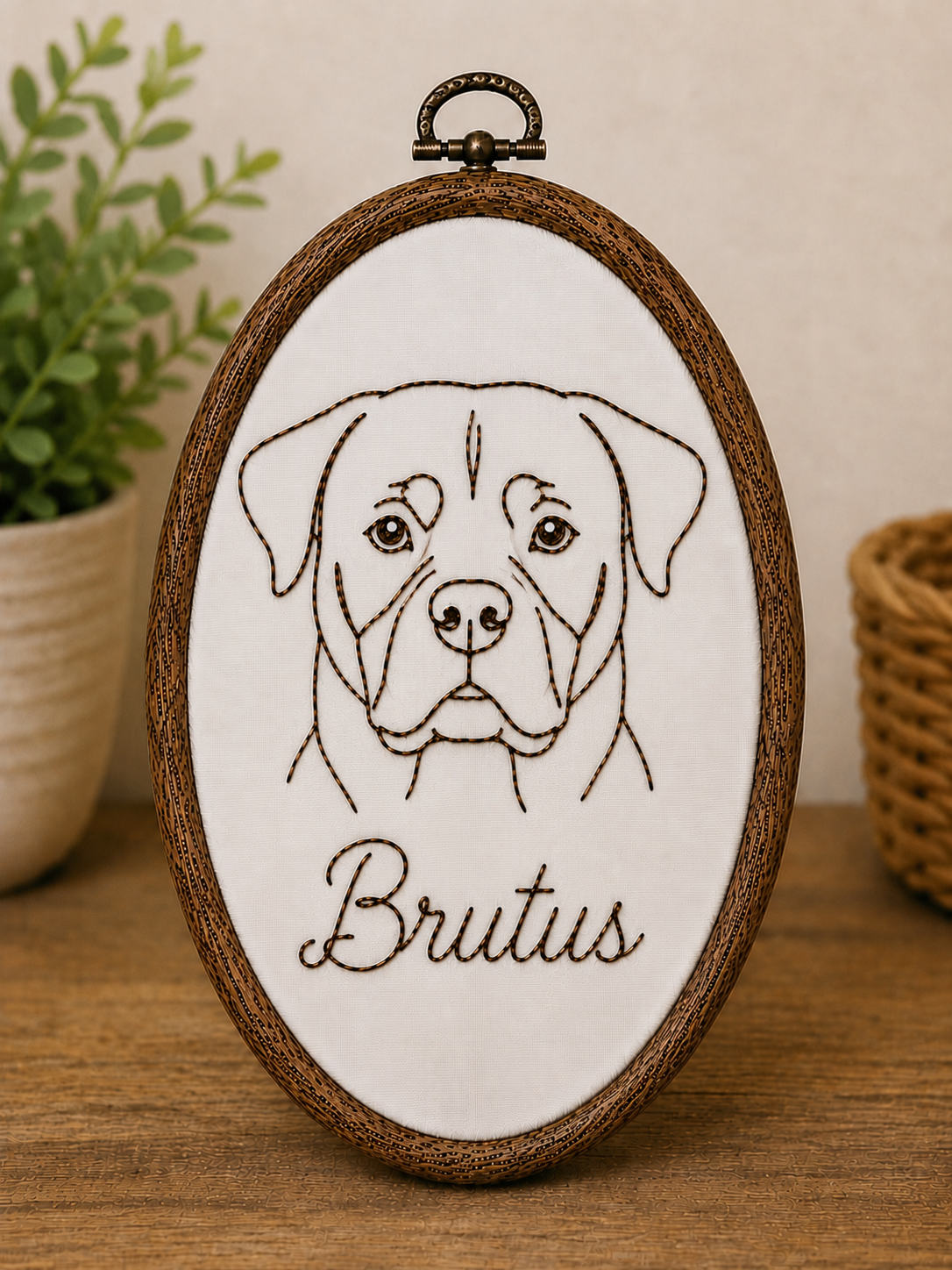 🐾 Custom Hand Embroidered Pet Portrait Hoop