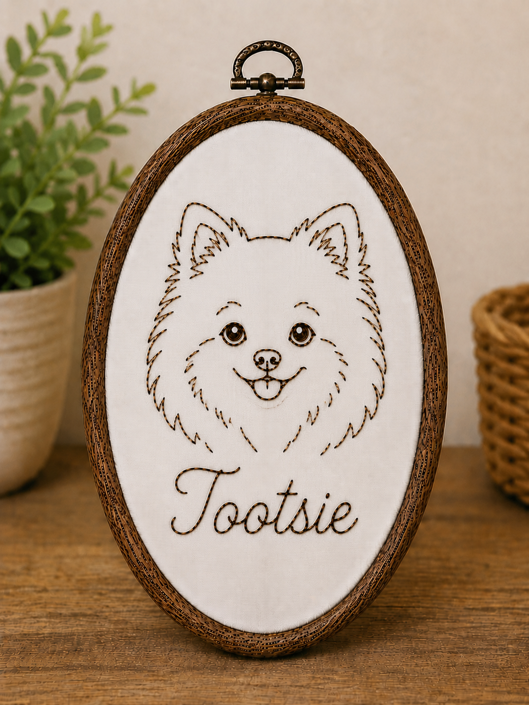 🐾 Custom Hand Embroidered Pet Portrait Hoop